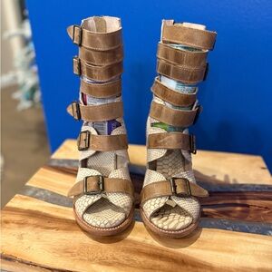 Freebird by Steven Bond Sandals. White Snake. Size 9